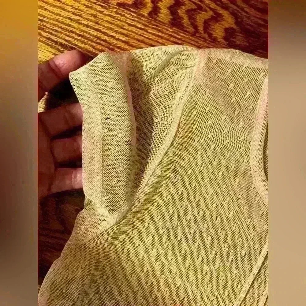 KIMCHI BLUE Overlay Top - Sz S - Sheer Mesh Blouse - Vintage / Made in USA - Picture 4 of 11